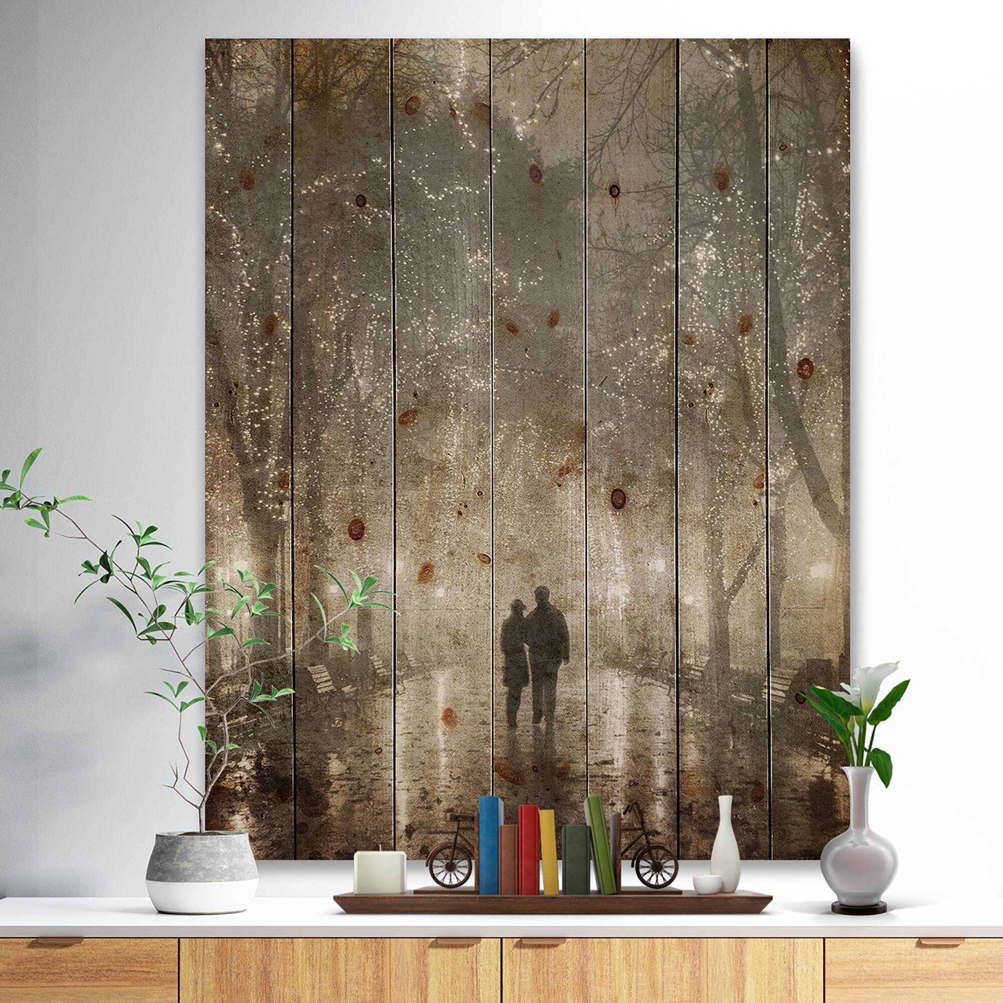 Designart - Couple Walking in Night Lights